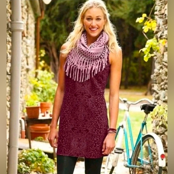 Athleta Shayla Sleeveless Ponte Burgundy Dress Animal Print Size 1X, LT L, LP - Picture 8 of 8